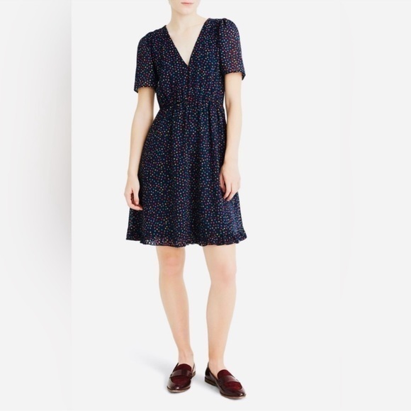 Madewell Dresses & Skirts - Madewell dot ruffle dress navy size 00